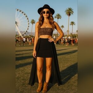 Forever 21 Open Front Mini-Long Skirt